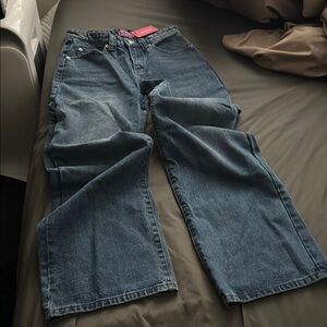 Edikted Blue Flare Wide Leg Jeans